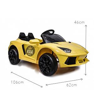 COCHE DE BATERÍA 12V PARA NIÑOS, MANDO RC PARENTAL, DEPORTIVOSTYLE, AMARILLO - ATDEPORTIVOYELLOW